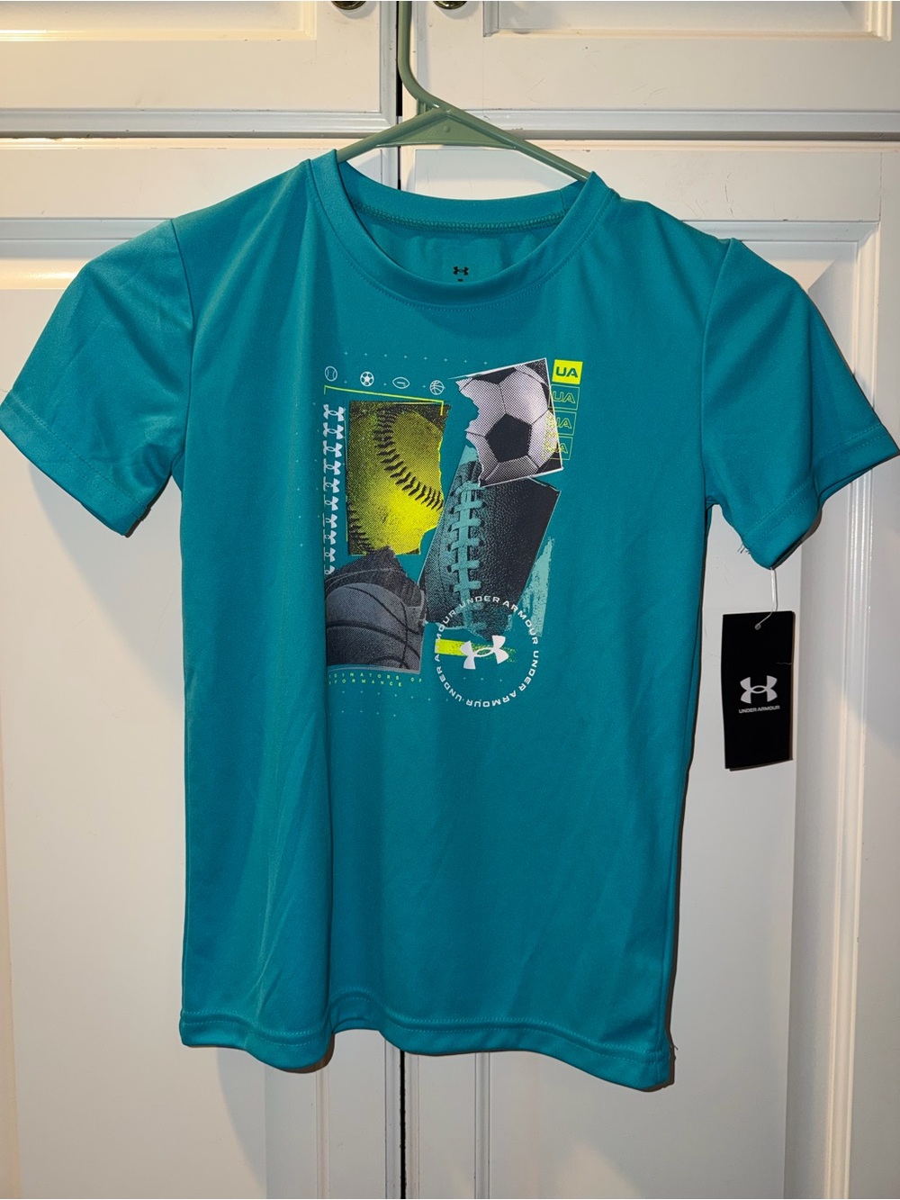 NWT Under Armour Kids' Teal Athletic Graphic Tee Size 7